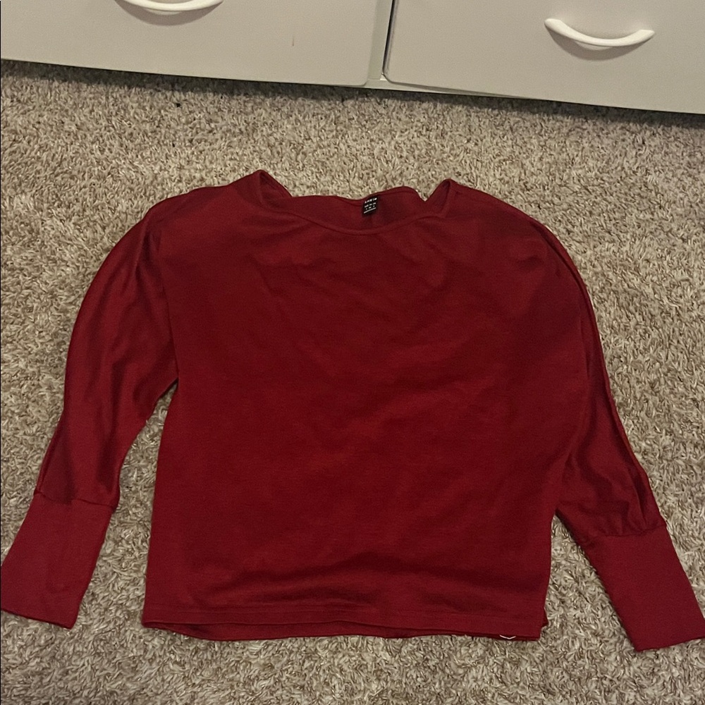 SHEIN Deep Red Long Sleeve Top